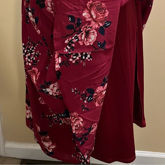 Torrid Berry Floral Knee-Length Zip Up Dress with Strappy Back & Built-In Slip - Picture 4 of 7